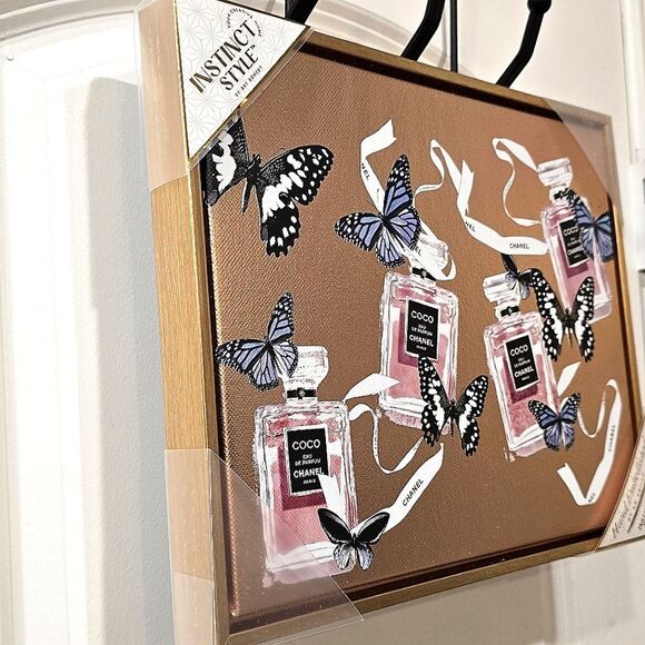 Instinct Style Chanel Coco Mademoiselle & Butterflies Framed Canvas Wall Decor - Picture 4 of 5